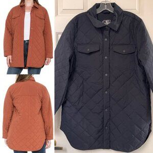 Mondetta Quilted Puffer Shacket in Rust and Black